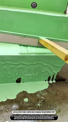 Anti-Slip Epoxy Paint: Painter Coats Staircase for Waterproof Steps #innovation #worktool #process