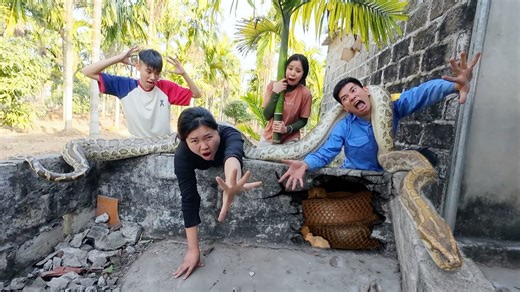 Brave Hunter Saves Young Girl Attacked by Giant Python in Abandoned House #indonaturevalues | Indo Nature Values