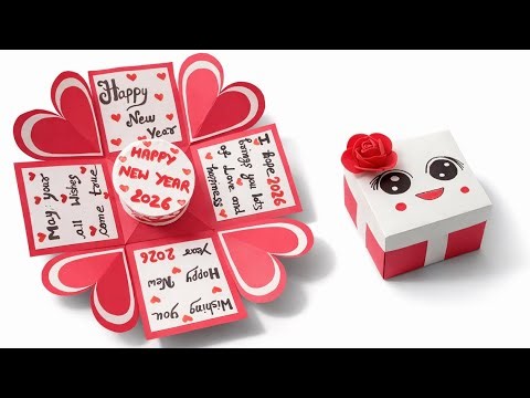 DIY New Year Explosion Box Card 🎁 | Handmade Gift Idea for New Year 2026 | Paper Craft
