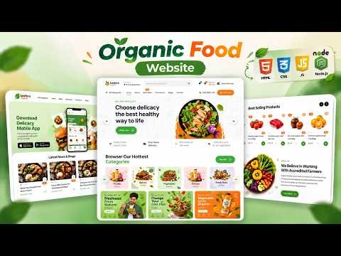 Make A Organic Food Website Using HTML CSS JavaScript & Node.js | Modern E commerce Project