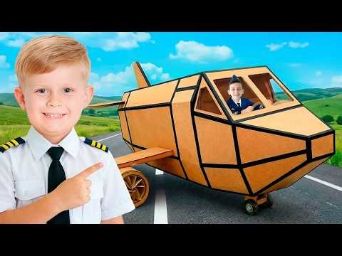 Kids go on Cardboard Airplane Adventure!