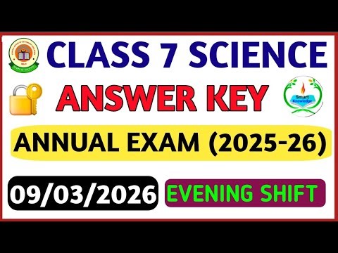 class 7 Science paper solution 2026 /Evening/ Science answer key class 7 / annual exam