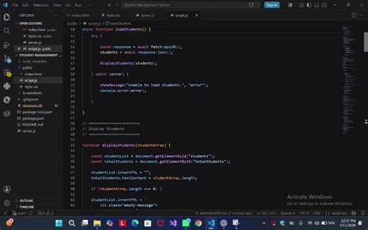 #decodelabs #fullstackdevelopment #nodejs #expressjs #sqlite #javascript #html #css #webdevelopment #crud #github #learningjourney #computerscience #internship #opentowork | Hafsa Amin