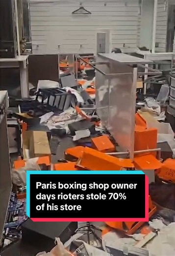 “It's like a war...it's chaos, and it's not over.” Protests over school conditions and workers’ rights in France have been accompanied by riots and looting in recent days. A Paris boxing shop owner, Yannick, says rioters stole about 70% of his store’s merchandise, leaving behind shattered glass and a ransacked shop. He also tells CBS News’ @Aidan Stretch that when he called the police for help, they said they could not respond. #france #francetiktok #protest #paris