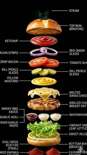 Burger Exploded View | What Makes the Perfect Burger? 🍔 #explodedview #shorts #foodreels #3dfood