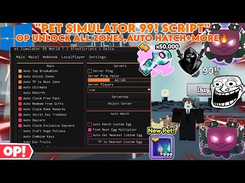 🐣Pet Simulator 99!🌷 Script OP *FAST HATCH🤩* Auto Tap Breakables/Unlock Zone,Auto Claim/Reddem Reward