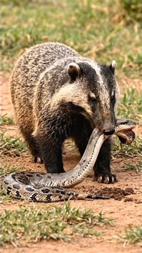 Honey badger vs python #animals #shorts #python #honeybadger #wildlife