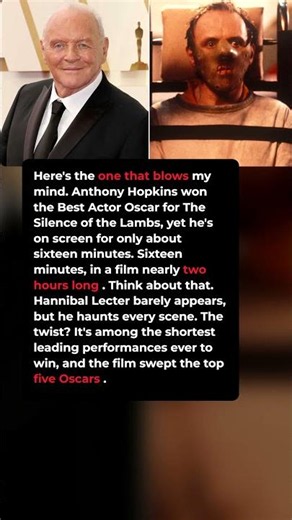 Anthony Hopkins won an Oscar for a role that lasts only 16 minutes.
