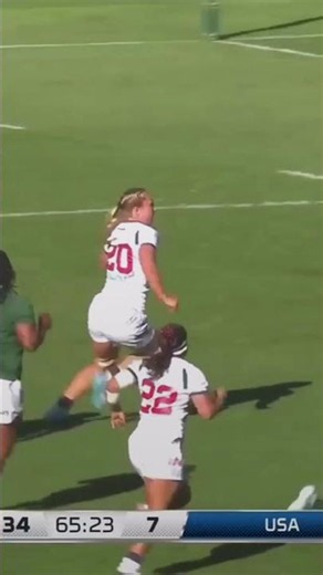 The connection from Tessa Hann to put Ashley Cowdrey in for a try on debut! 🇺🇸