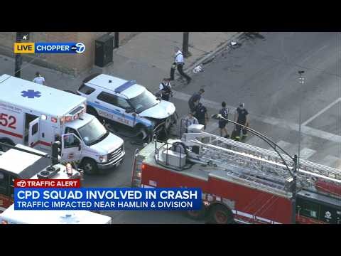 Chopper 7 over crash involving a Chicago police squad car in Humboldt Park