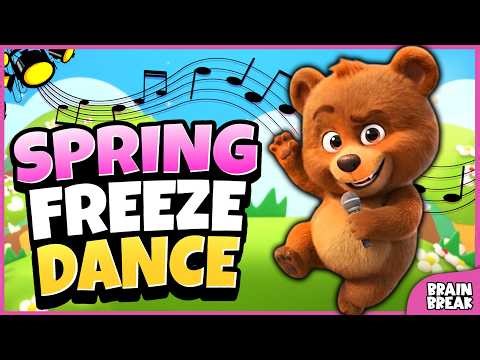 🌸 Spring Freeze Dance 🌸 Brain Break | Bear Hunt | Just Dance | Danny Go Inspired | Dino Hunt