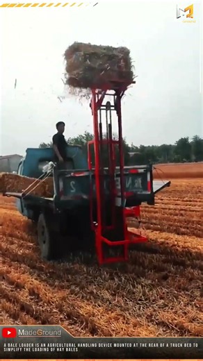 Hay Bales Go From the Ground Straight Onto a Truck #work #machine