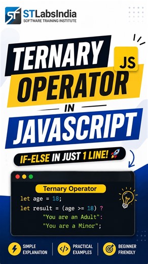 Ternary Operator in JavaScript Explained | IF-ELSE in One Line | JavaScript Tutorial | stlabsindia