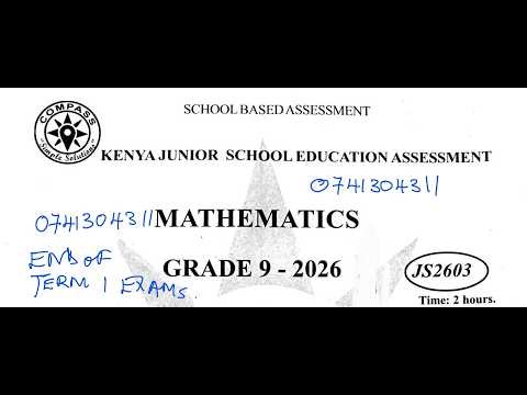 GRADE 9 MATHEMATICS COMPASS EXAMS 2026 | JS 2603 SECTION A | FULL REVISION & SOLUTIONS 🔥📘