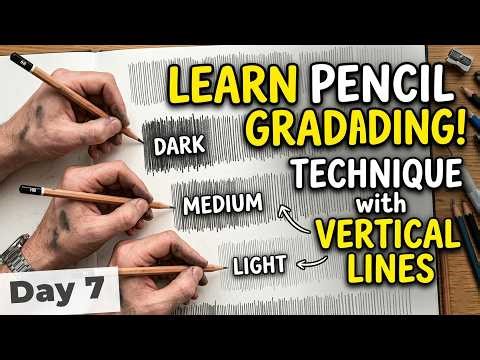 FREE 60-Day Drawing Course 🎨 - Day 7 | Learn Pencil Grading technique with Vertical lines
