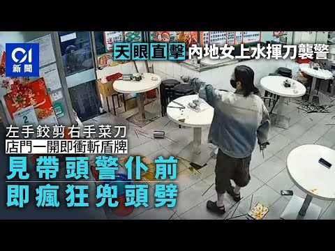 【01秒看新聞】上水持刀襲警天眼｜內地女菜刀鉸剪狂劈 遭撳低續尖叫｜01新聞｜突發｜天眼｜上水｜電子支付｜警察