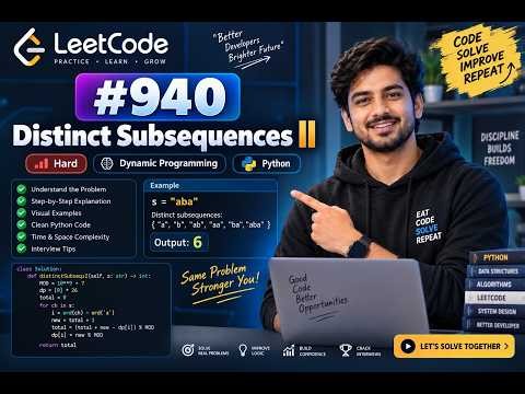LeetCode #940: Distinct Subsequences II | Dynamic Programming Explained in Python
