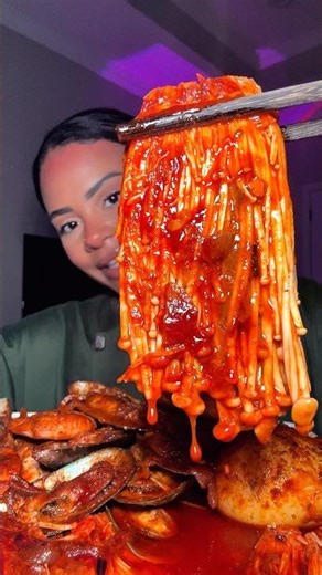 enoki mushrooms + seafood