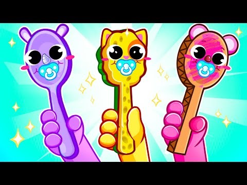 Which Spoon Is the Best? Let's Trying Different Spoons🥄 Funny Kids Songs & Nursery Rhymes♥️