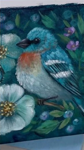 “Teal Bird Painting” full tutorial available on my YouTube channel!🕊️🪺❤️ #art #birdart #birdartist