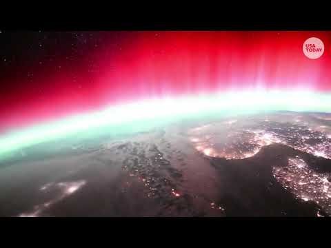 Video from space station captures dazzling Aurora light show