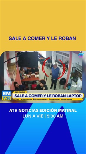 🚨 ¡CUIDADO CON TUS PERTENENCIAS! ⚠️Un ciudadano salió a comer a un restaurante en San Borja, sin imaginar que un falso comensal aprovecharía un segundo de distracción para robarle su mochila con su laptop, llaves y documentos de trabajo 💻💼. El delincuente se sentó cerca del grupo fingiendo esperar su pedido, estudió el momento exacto y huyó del lugar. ¡Comparte este video para que más personas estén alerta y reconozcan el rostro de este sujeto!🛑 #SanBorja #ATVNoticias #ATVDIGITAL