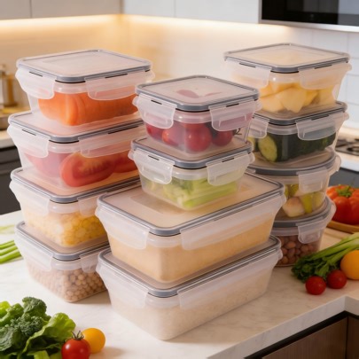 24 Piece Food Storage Container Set Kitchen Storage Boxes Leak-Proof Meal Prep Boxes Local Warehouse - Sealed Design, Easy-To-Close Lids, Stackable Includes 12 Lunch Boxes, 12 Lids, And Free Labels And Markers, Suitable For Kitchen And Pantry Organization | SHEIN