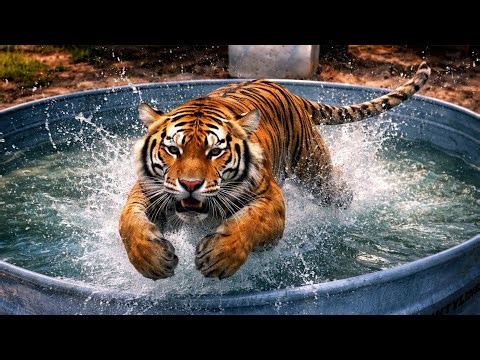 I Witnessed a Bengal Tiger Taking a Bath in a Swimming Pool 😱