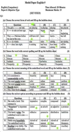 9th Class English Solved MCQs | Annual Paper 2026 | Class 9 English Important Objective Questions 🔥