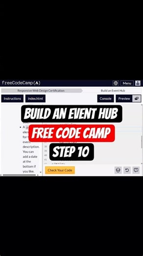 Build an event hub| step 10 (a) | freeCodeCamp #coding #html #beginners