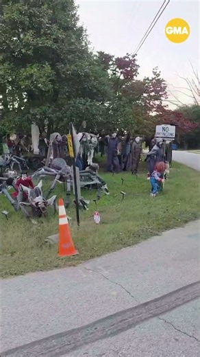 Army of creepy clowns takes over front lawn