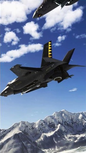 A pair of USMC F-35B Lightning Fighter Jets conduct a vertical take off and depart in Alaska.