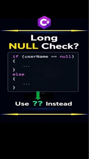Writing Long Null Checks! Use ?? Operator in C# | Null-Coalescing Operator | #programming #csharp