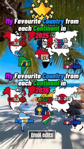 My Favourite Country From Each Continent (2025/2026) #map #mapping #history #country #continent