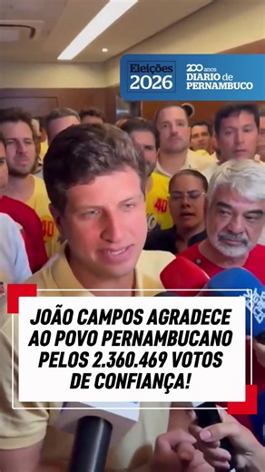 João Campos (PSB) agradece 2,2 milhões de votos em PE