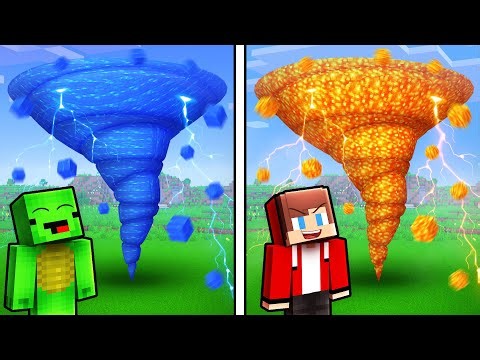 Minecraft & Maizen - Mikey WATER vs JJ LAVA Tornado Challenge
