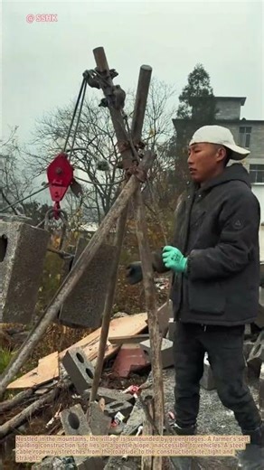 Mountain Village Ropeway for Brick Transport | Self-Building House Process