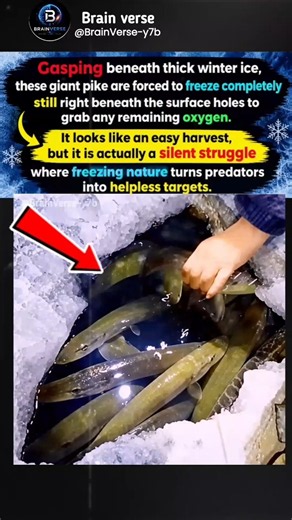 How Winter Ice Leaves Giant Pike Fighting to Survive #shorts