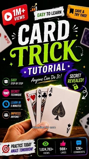 Learn easy cards magic tricks tutorial|Card magic trick|Card trick|Magic tricks|Tutorial