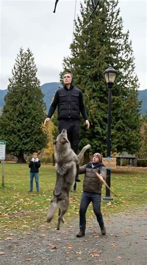 A wolf attacks a mannequin hanging from a drone – a passerby escapes! #wildliferescue