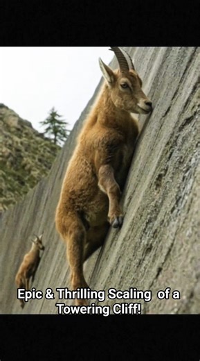Epic & Thrilling Vertical Climb of Fearless Goats Scaling Towering Cliff #animals #nature #wildlife