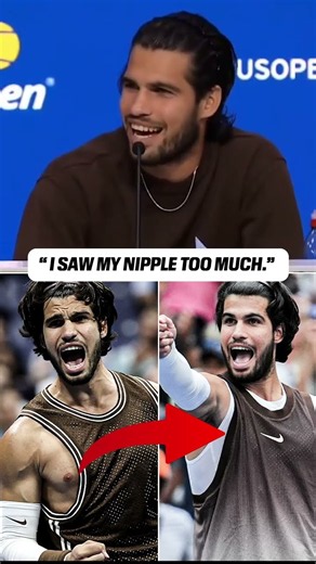 Carlos Alcaraz on deciding to wear an undershirt during his third round match at the US Open 😭