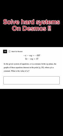 Desmos bracketed regression to solve for w (Digital SAT shortcut)
