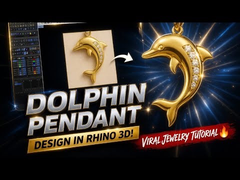 Dolphin Pendant Design in Rhino 3D 😱 | Step-by-Step CAD Tutorial 💎 (Beginner to Pro) #dolphin #cad