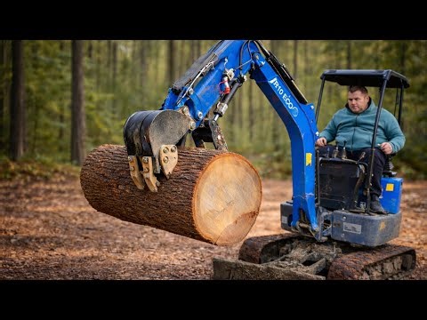 $2000 Mini Chinese Excavator Rippa R10 Eco 1 Ton LIFTING HUGE LOG