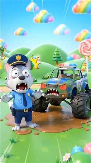 Car Wash for a Zombie Police Monster Truck! 🚔🧟 Kids Learn Good Habits #shorts