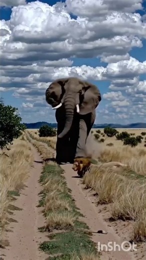 Angry Elephant Charges at a Lion 🐘🦁 | Epic Wildlife Showdown Caught on Camera! #Shorts