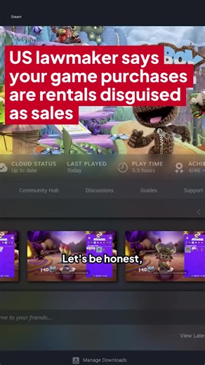 US lawmaker says your game purchases are rentals disguised as sales 🤔 #steam #epicgames #law #government #consumerrights #news #pcgaming #pcgamer