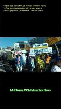 Video from Action News 5 shows a Memphis Police officer spraying protesters with pepper spray at No