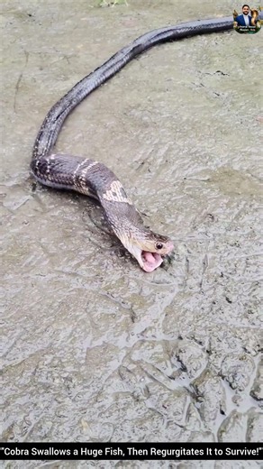 "Cobra Swallows a Huge Fish, Then Regurgitates It to Survive!" #snake #wildliferescue #cobra